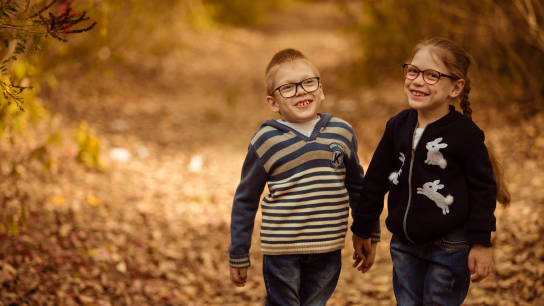 Two children with rare diseases in fall